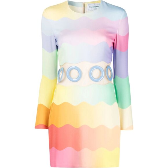 CASABLANCA Waist Cut Bodycon Dress in Rainbow 36 New Mini Cocktail Womens - Picture 10 of 15